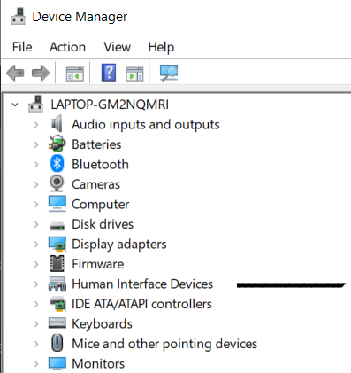 device manager to disable touch screen