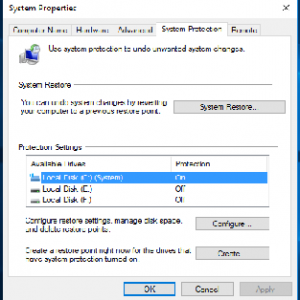 system restore on windows10