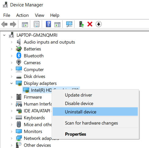 unistall drivers